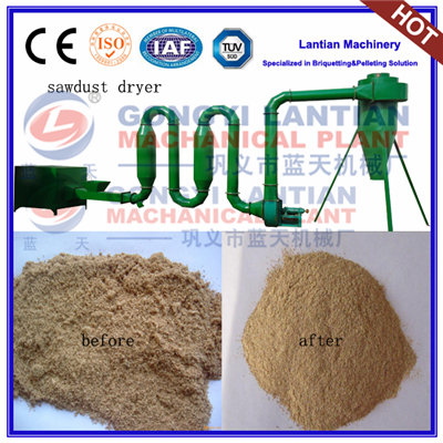 Air-flow pipe sawdust dryer