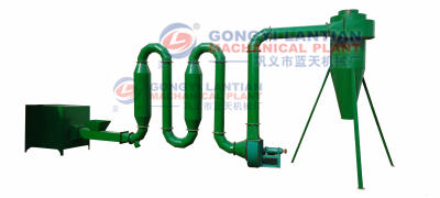 Air-flow pipe sawdust dryer